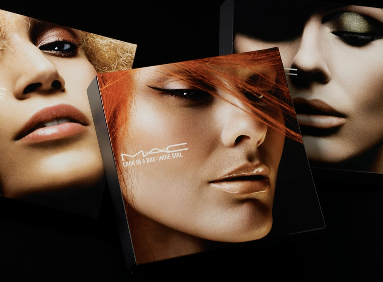 Faces of three women wearing MAC makeup